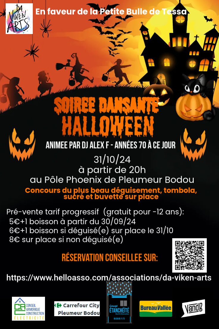 31/10/24 Soirée Halloween DJ ALEX F au Pôle Phoenix Pleumeur Bodou en faveur de la Petite Bulle de Tessa